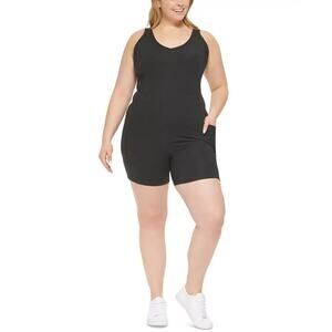 Calvin Klein Performance Women's Strappy-Back Active Romper Black Plus Size‎ 3X